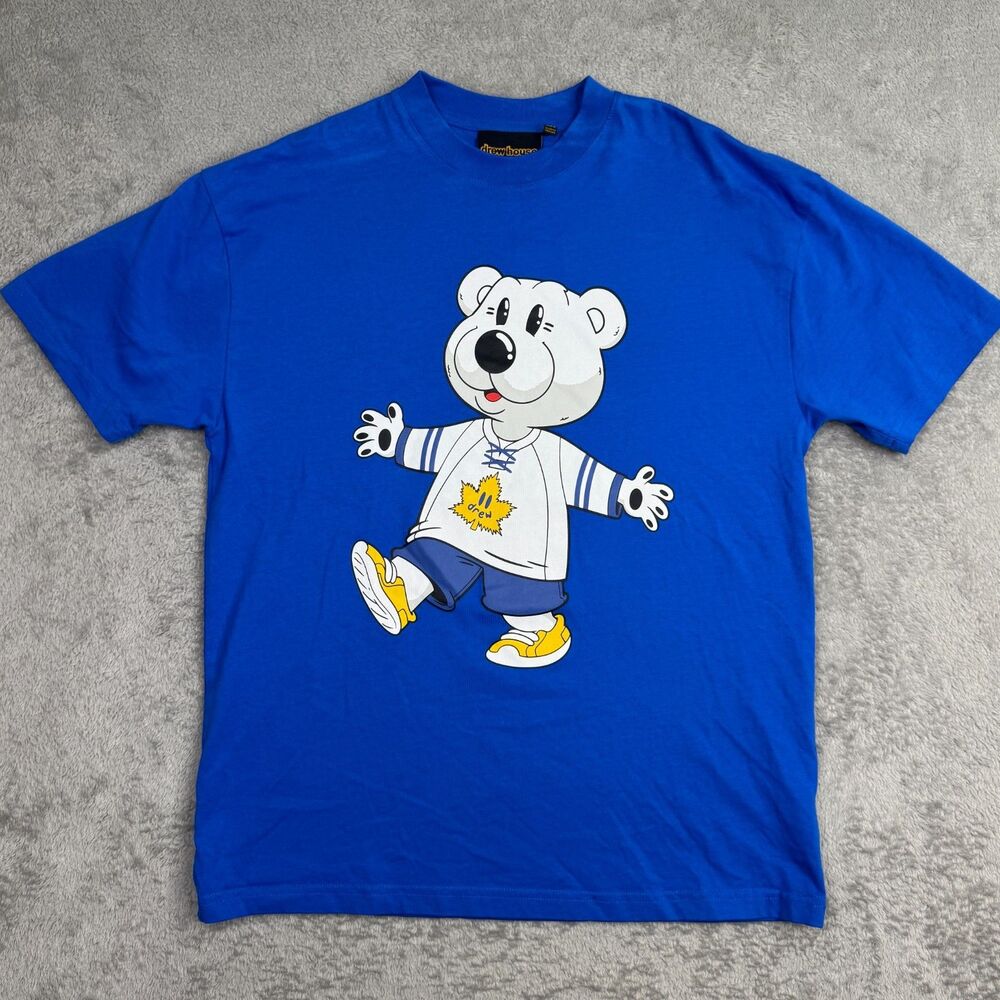 Drew House Toronto Maple Leafs Carlton The Bear T-Shirt Mens 2XS Blue Graphic